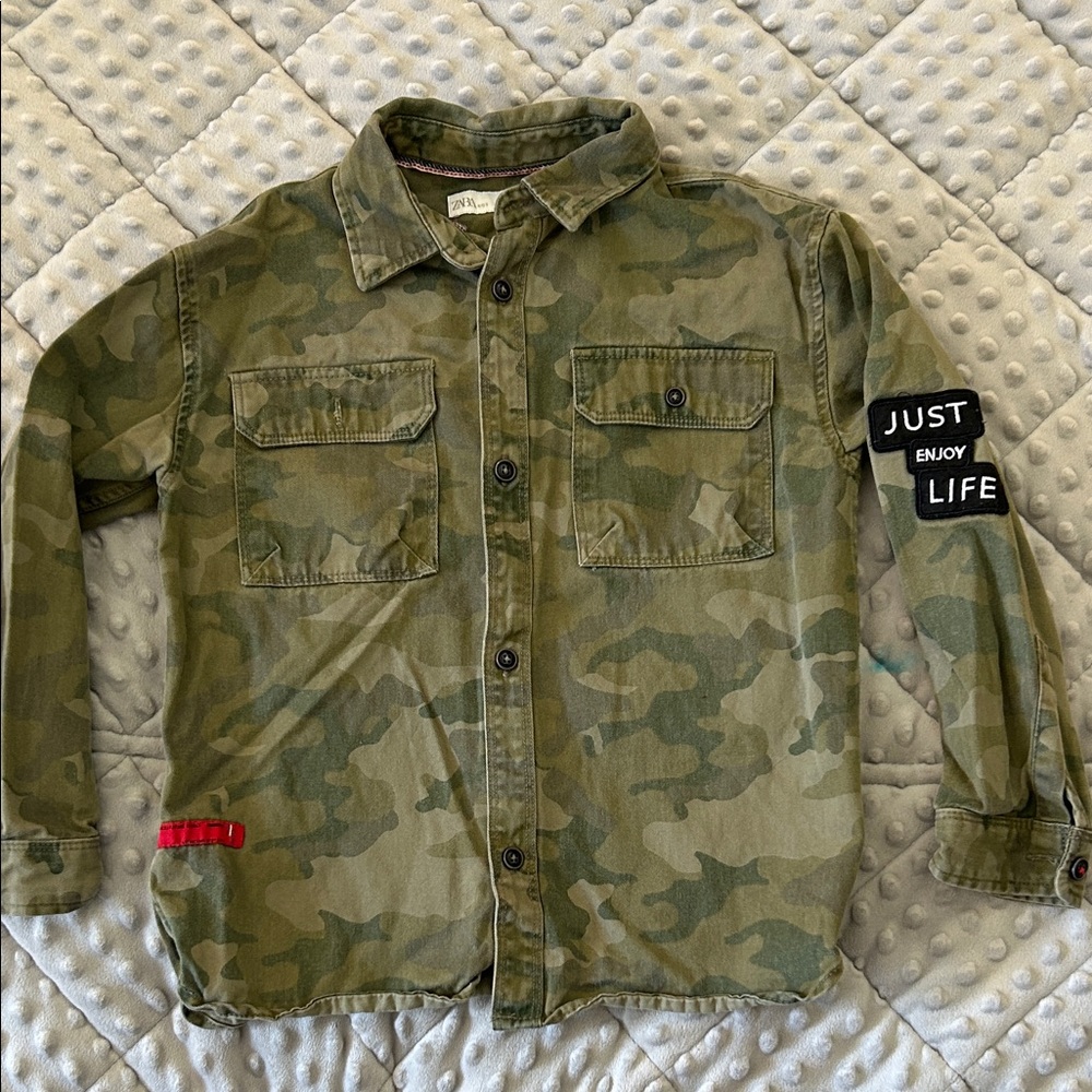Zara Kids Green Camouflage Shirt